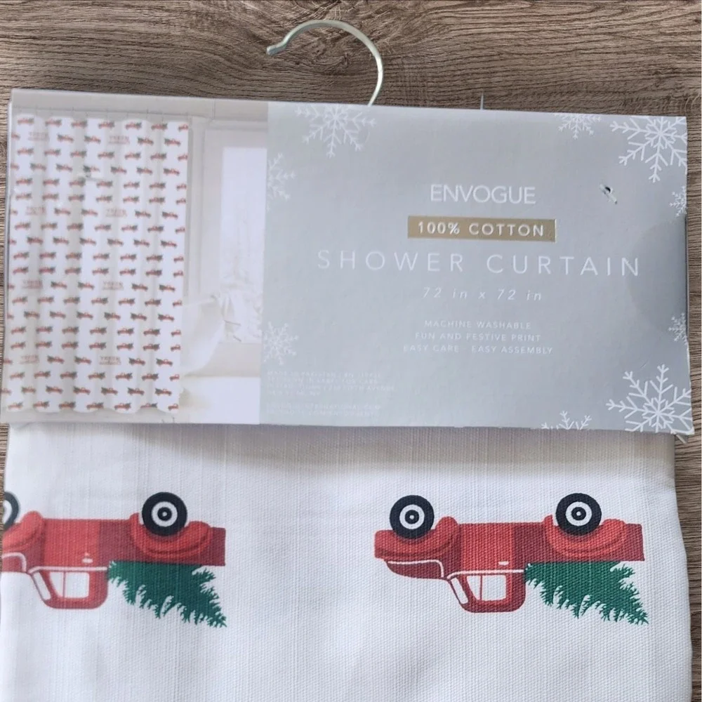 Envogue Christmas Red Truck Shower‎ Curtain Holiday Decor 72 x 72